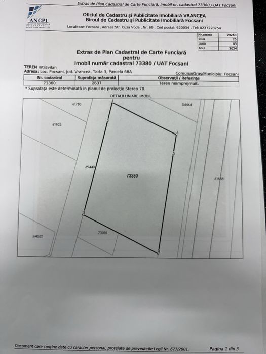 Teren 2637 mp intravilan pasarela Odobesti