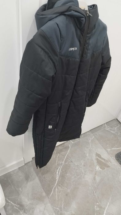 Детско яке тип дълга парка за футбол TRX, черно