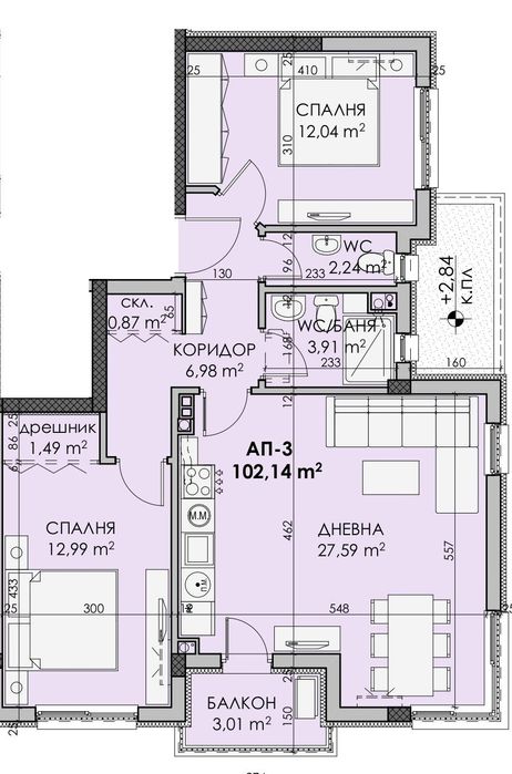 Продава се Тристаен апартамент в Бургас, Сарафово - 102 кв.м за 1272 €/кв.м - Снимка #3