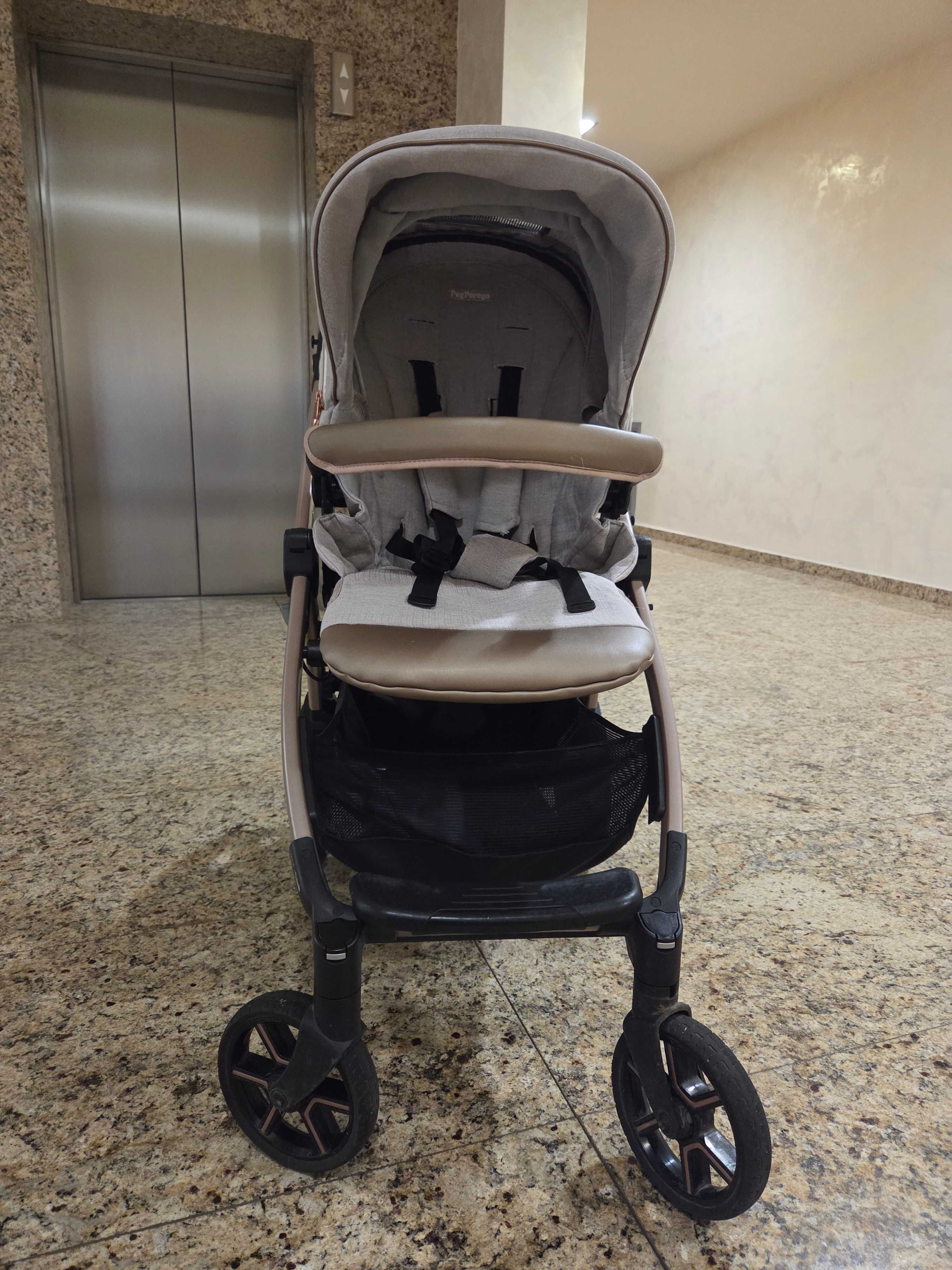 Количка 3в1 Peg Perego Book 51 (Розово/Беж) + ISOFIX база и аксесоари