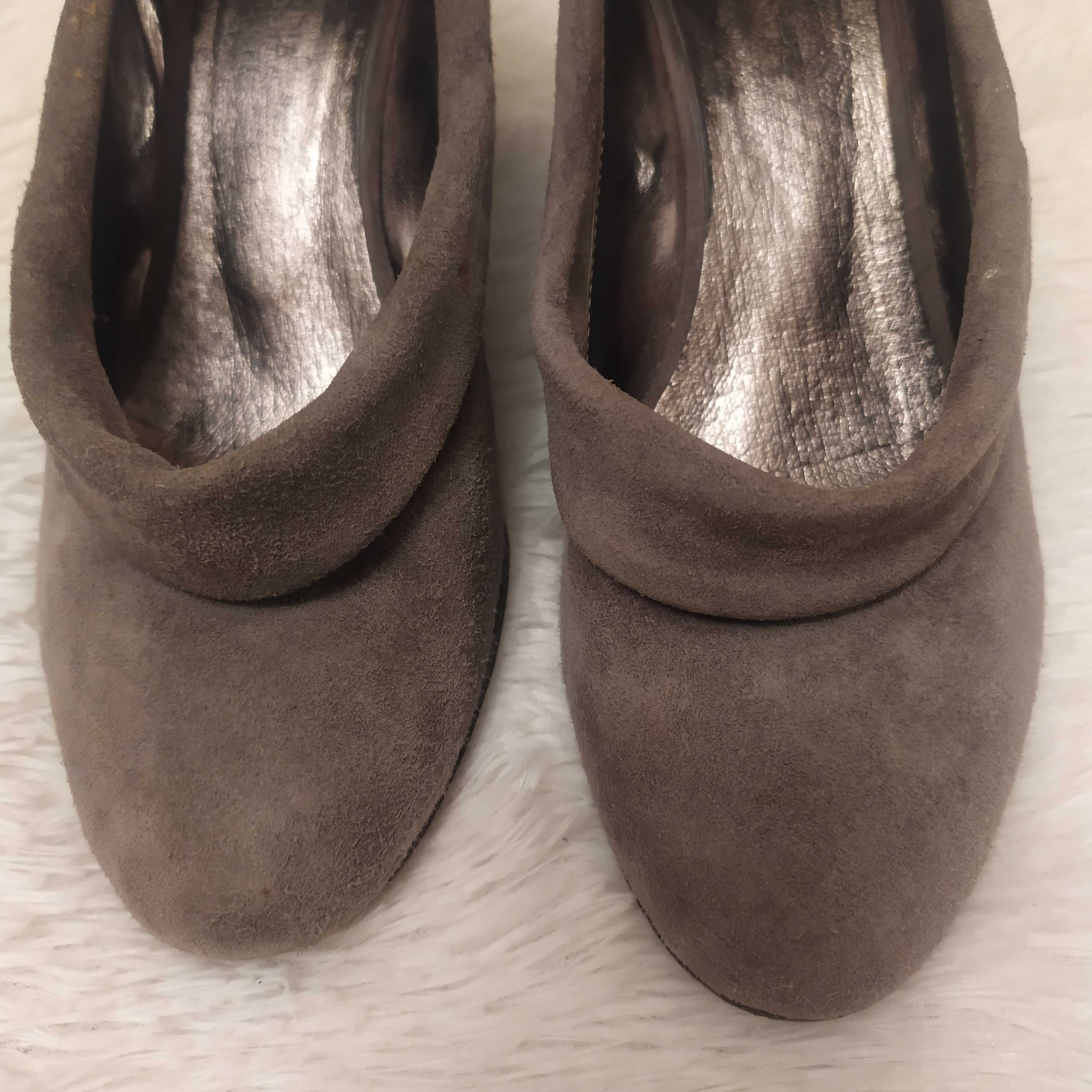 Туфли ботинки серые, натуральная замша О996