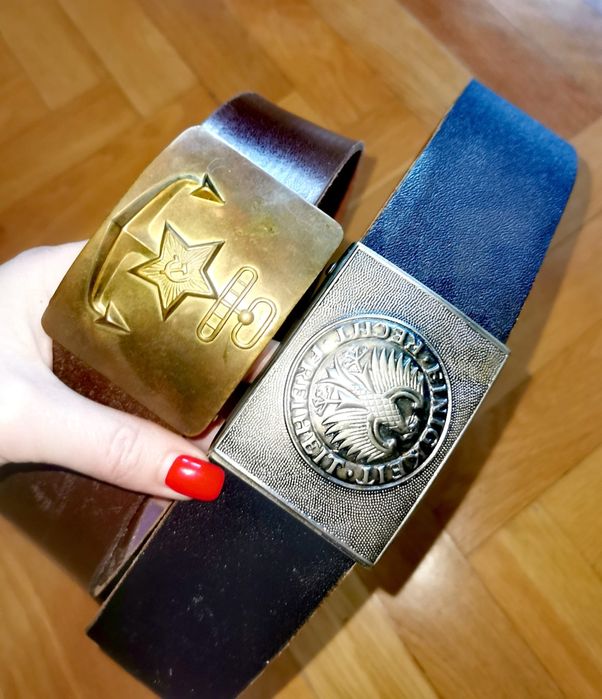 Антикварен дизайнерски кожен колан с талия 80 и с мотив змия