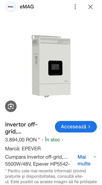 Invertor/incarcator curent EPever UCP5542-1050P20C NOU cu accesorii