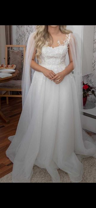 Rochie de mireasa+cadou halat satin "Bride"