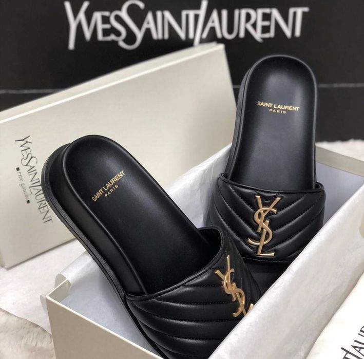 Papuci-Slapi YSL -piele naturală-POZE REALE- calitate superioară:mărim