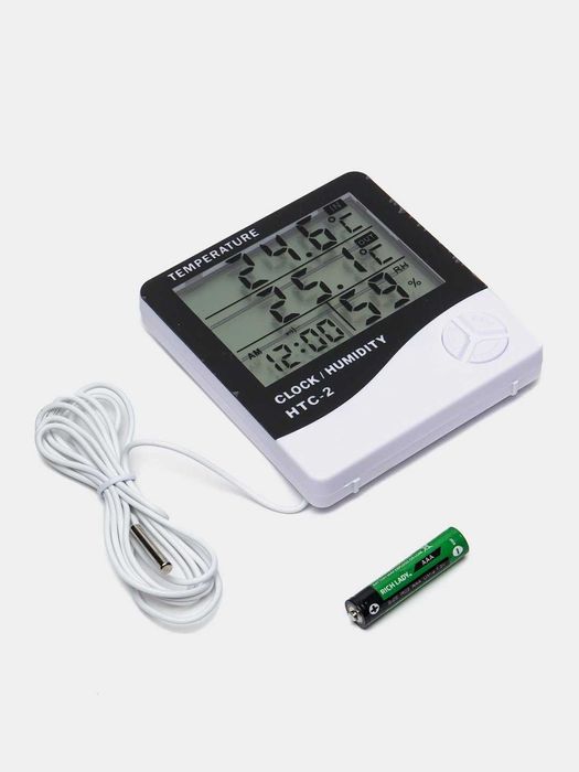 Термогигрометр HTC-2, термометр, гигрометр, часы  с сертификатом