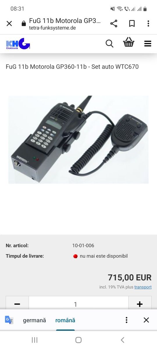 Statie emisie receptie profesionala Motorola GP360-11b originala