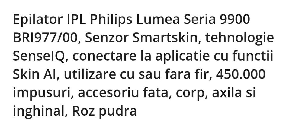 Epilator IPL PHILIPS LUMEA seria 9900