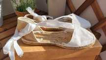 Espadrile albe - sandale de panza