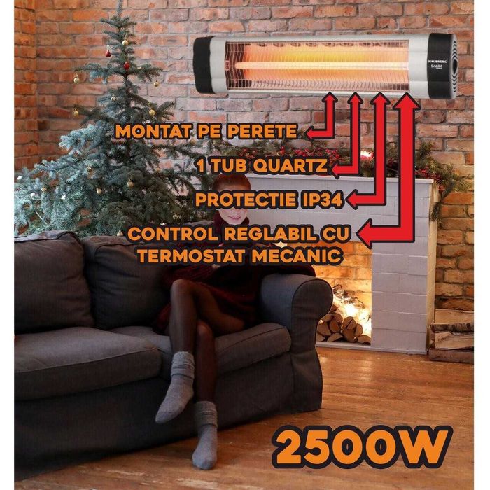 Radiator electric cu infrarosu, Termostat, Corp metalic, Protectie 20