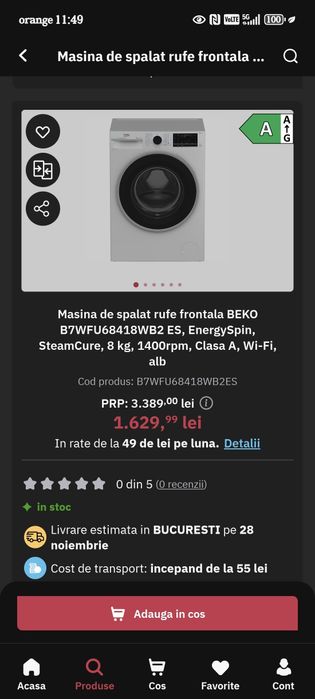 Mașina de spălat frontală slim Beko