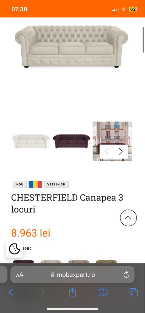 Canapea din piele Chesterfield