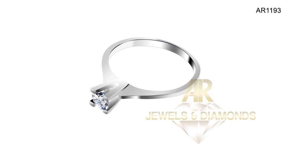 Inel Aur Alb cu Diamant Central model ARJEWELS&DIAMONDS(AR1193)