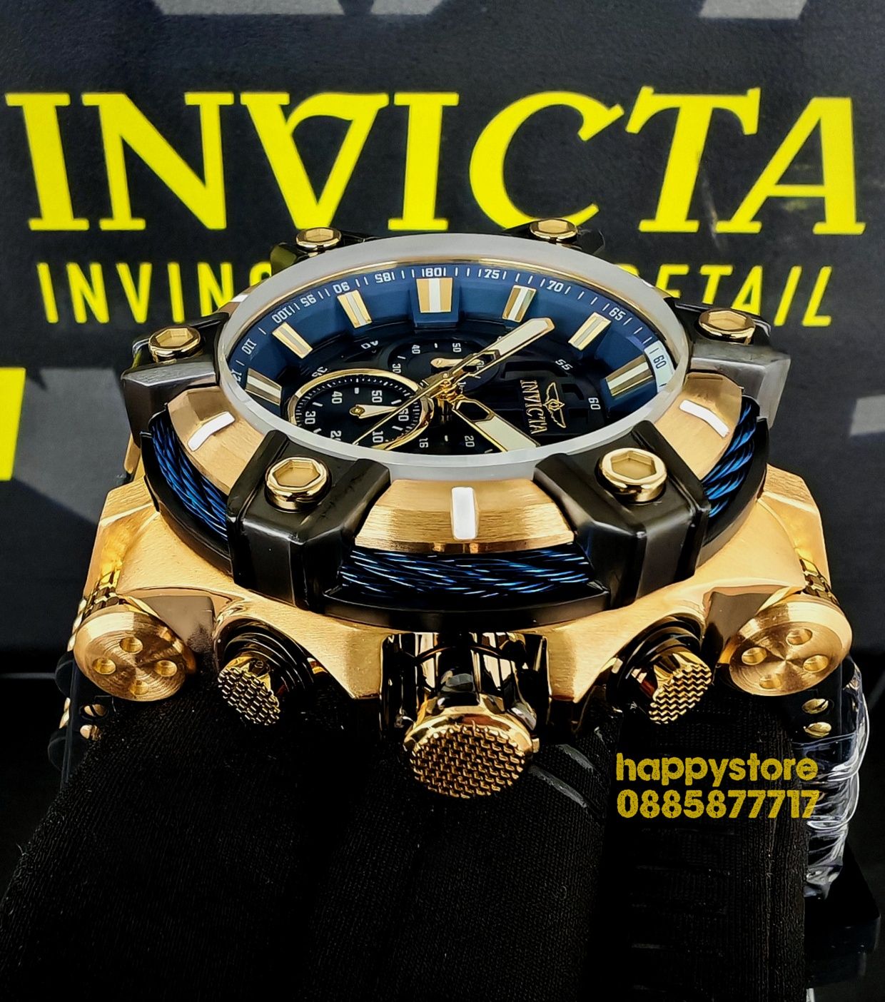 часовник INVICTA Gunmetal Gold and Blue 52 mm, Инвикта нов