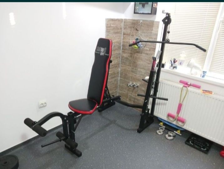 Bancă fitness/exerciții forță/kinetoterapie multifuncțională, pliabilă