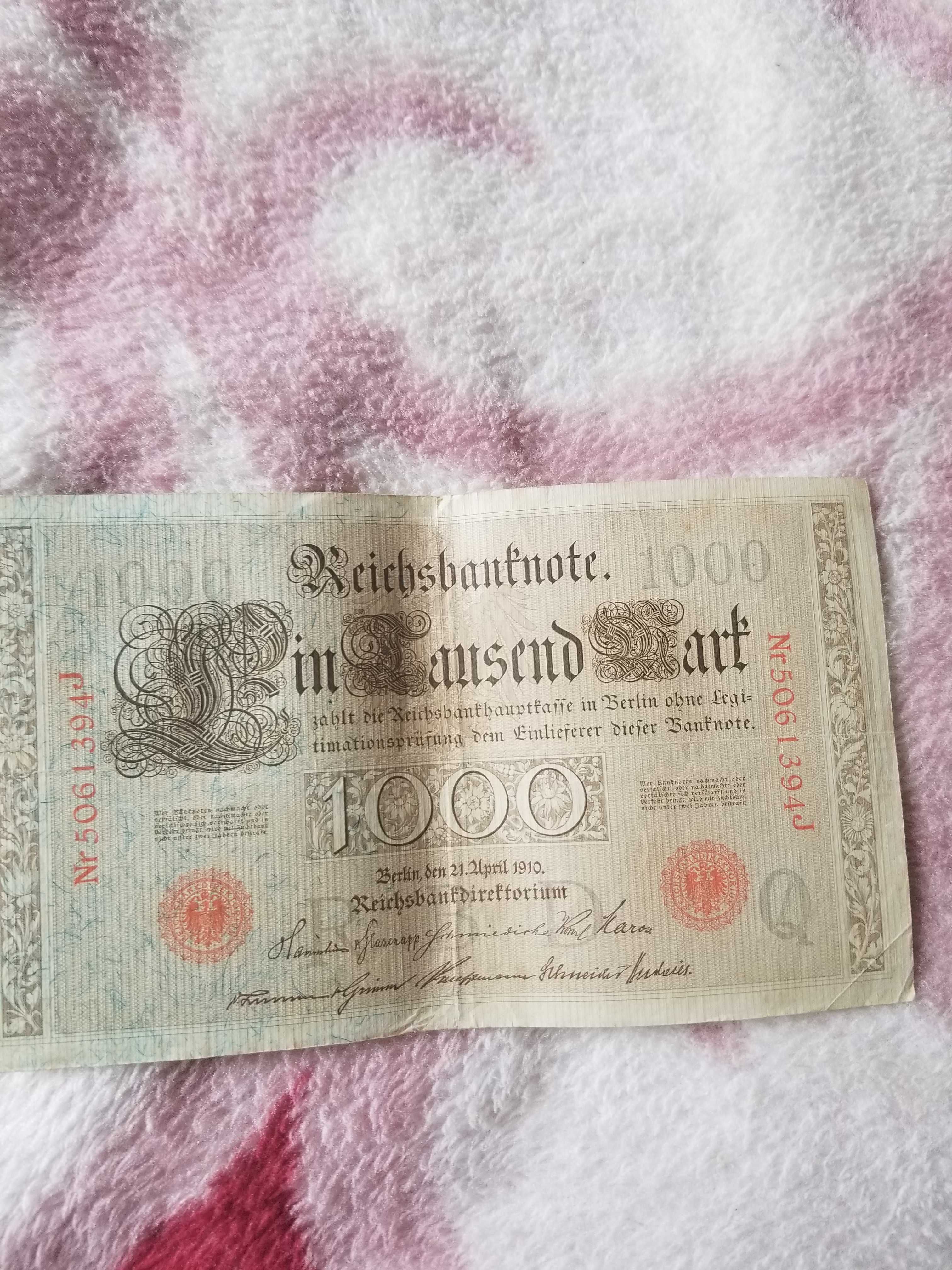 Bancnote rare 1000 mărci germane 1910 – Lot de 30 bucăți