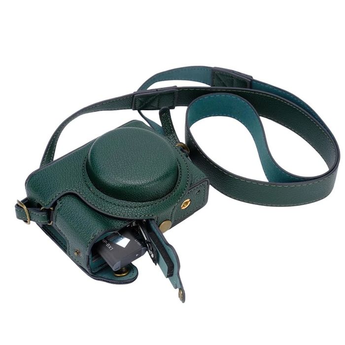 Husa verde aparat Sony ZV-1 piele artificiala, vintage