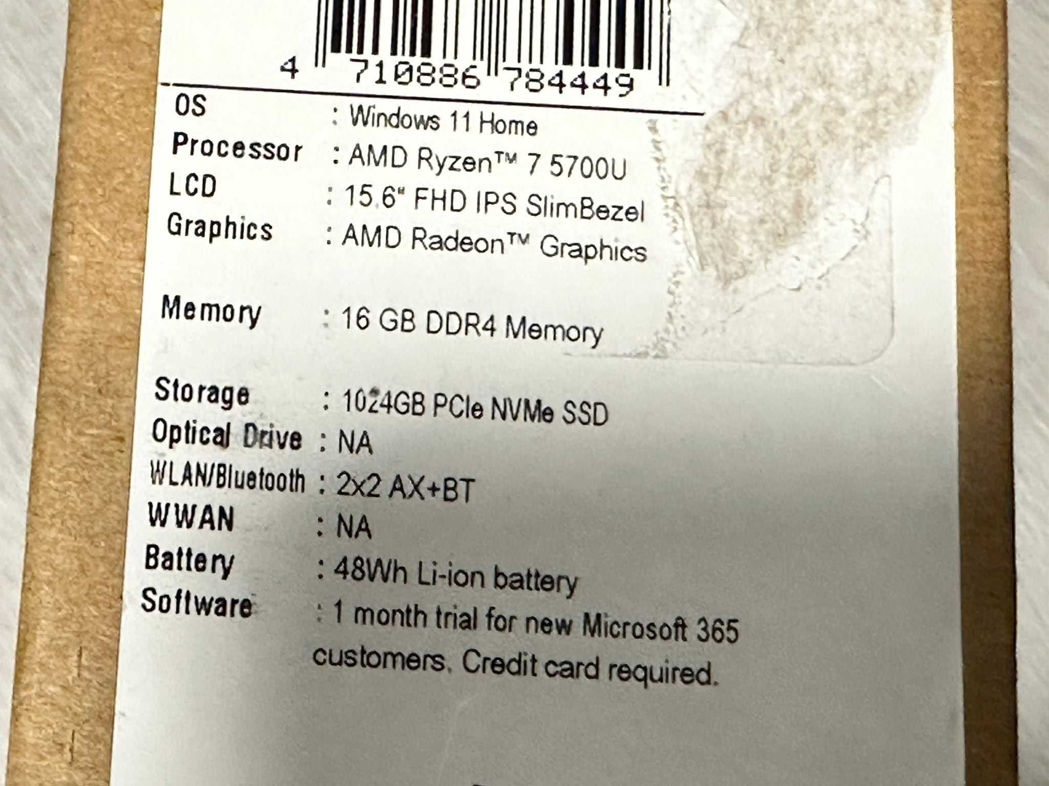 Acer Aspire 5  Ryzen 7 5700U  16GB RAM 1TB SSD