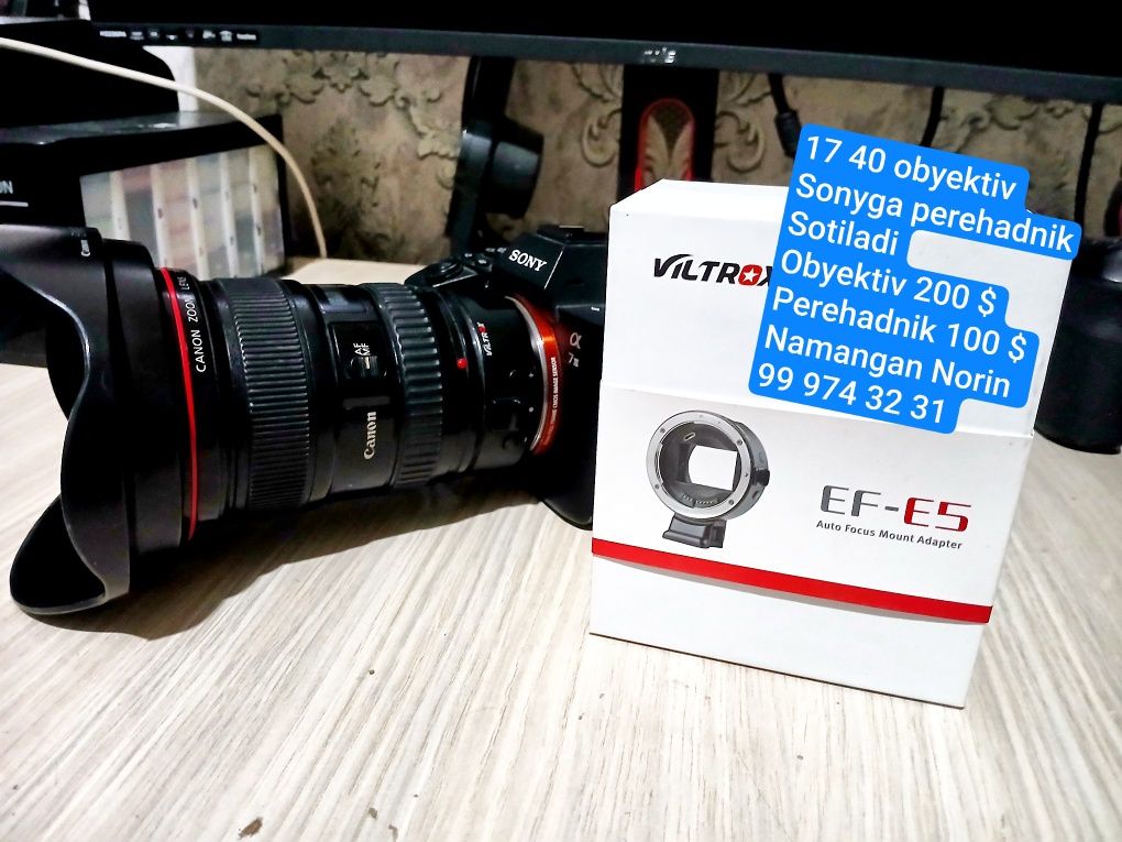 Canon 17 40 obyektiv va sonyga perexadnik sotiladi