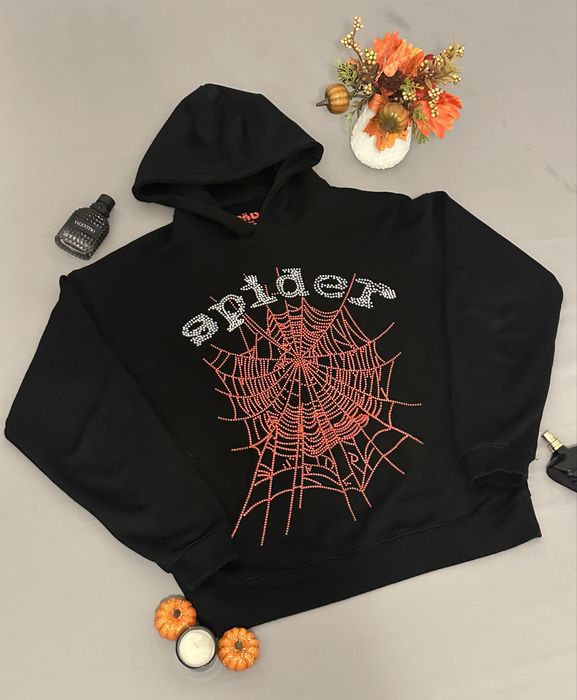 Hanorac Spider Rhinestone Hoodie - Negru - Size M - Nou