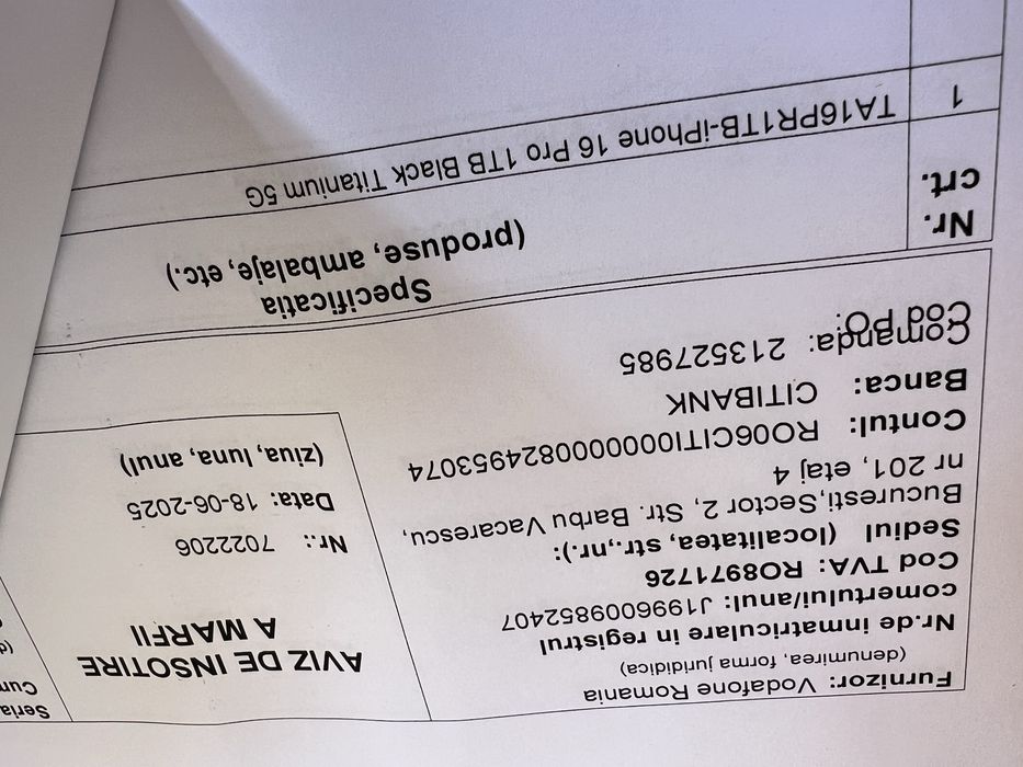 IPhone 16 PRO 1 TERRA Black Nou 0; sigilat; garantie 2ani NOU VDF