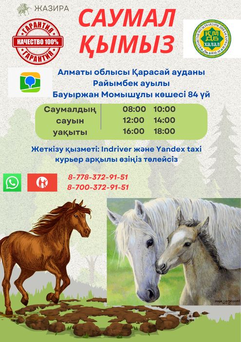 Саумал қымыз кобылье молоко кумыс кымыз кобыла сауын бие оптом договор