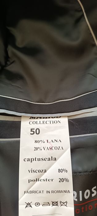 Costum negru bărbați 80% lână