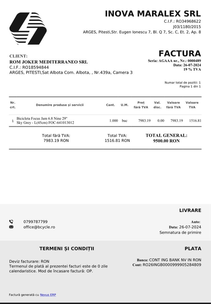 Focus Jam 6.8 nine 29” 2024 GARANTIE si factura , Schimb