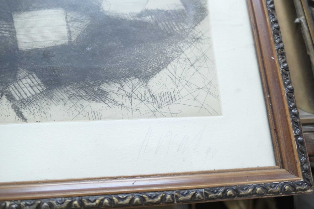 Gravura Grafica - Semnat Datat - numertoat 62/70 inramata Sticla