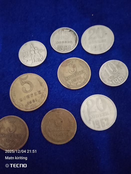 Tarixiy tangalar 1961 yilgi xolati yaxshi saqlangan 65 yillik tarixga