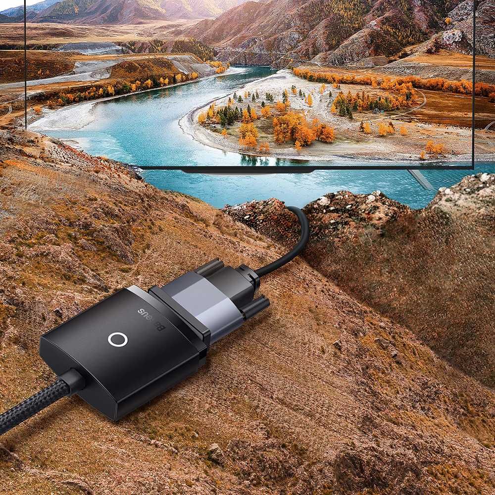 Baseus - Adapter Lite Series - HDMI към VGA, 1080P, 60Hz - черен