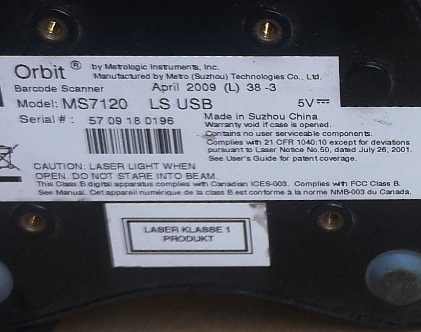 Bare code scanner Honeywell Orbit MS7120 perfect functional