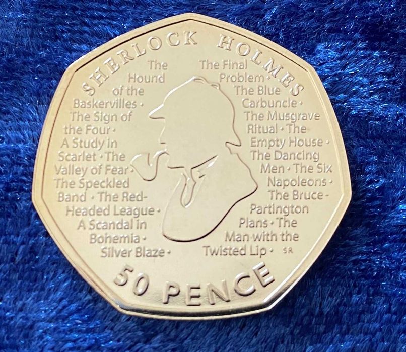 Монета 50 пенсов Великобритании Шерлок Холмс