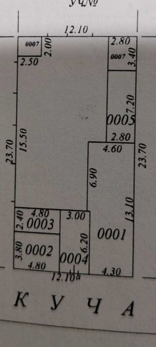 Олмазор тум охунбобоев 2.9 сот 4 хона  фасад 12.1 метр нархи 73000 у е