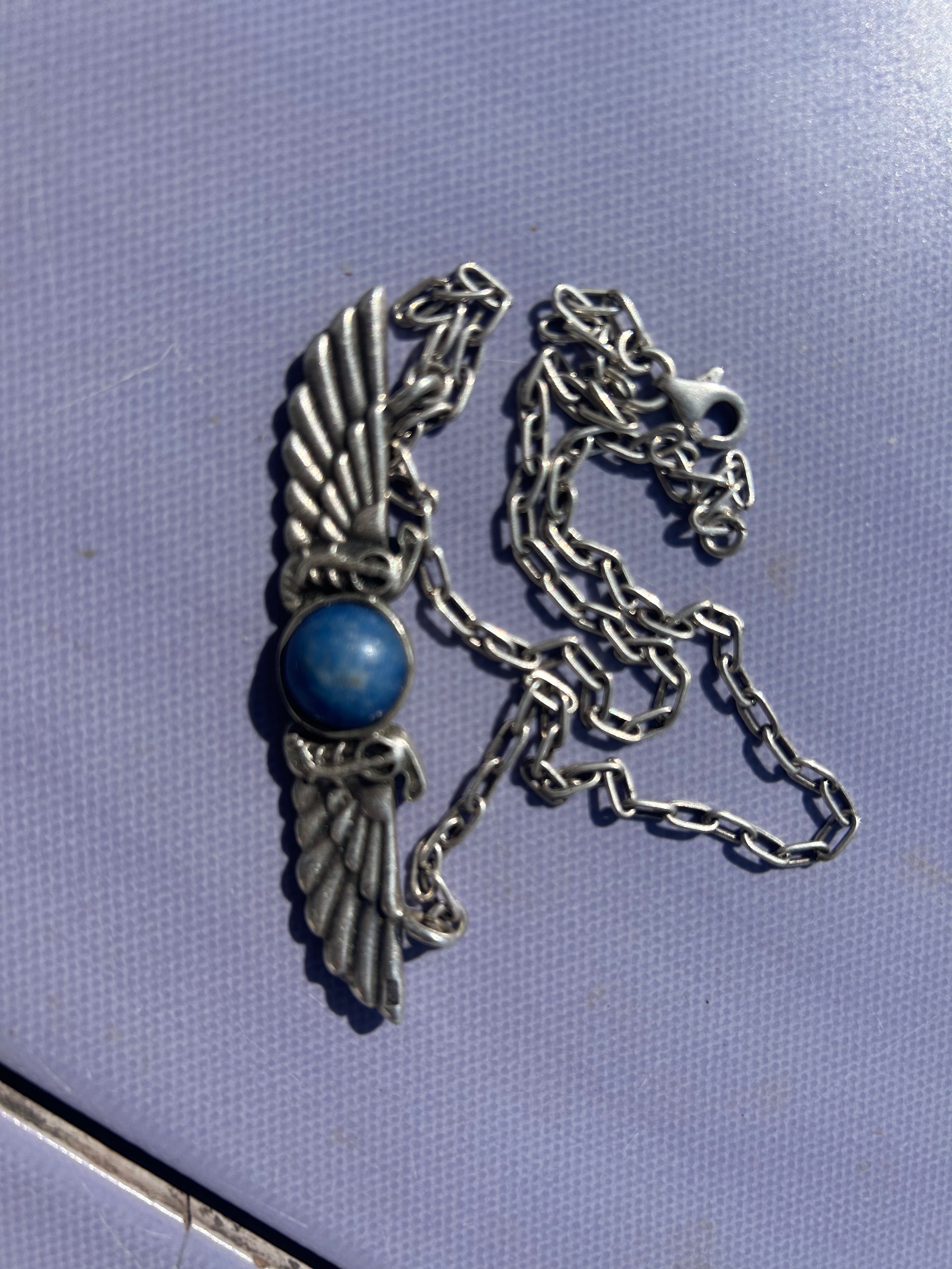 Colier argint și piatra labradorite original Egipt