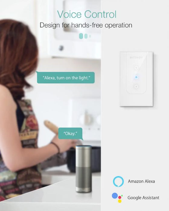 Intrerupator smart WiFi cu touch Blitzwolf BW-SS3 - suport Alexa - Nou