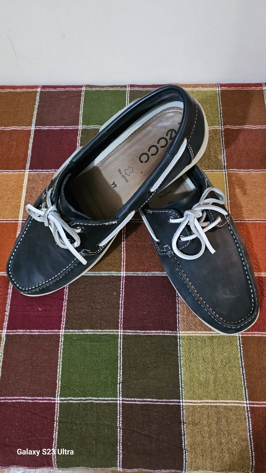 Pantofi Ecco piele albastru mărimea 44