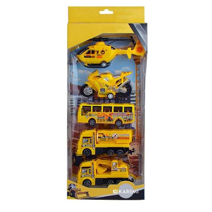 Set 5 masinute din seria de inginerie in constructii,galbene,noi