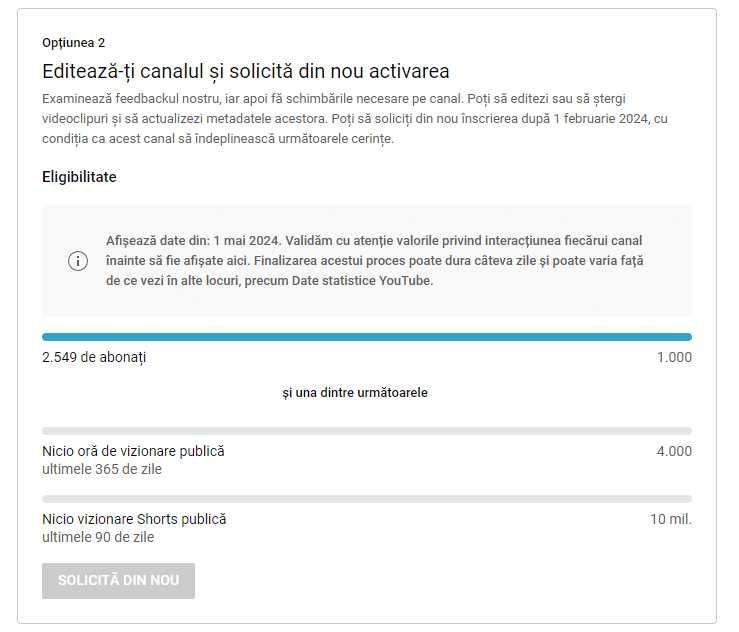 Canal YouTube pentru Artisti 2.500 subscribers