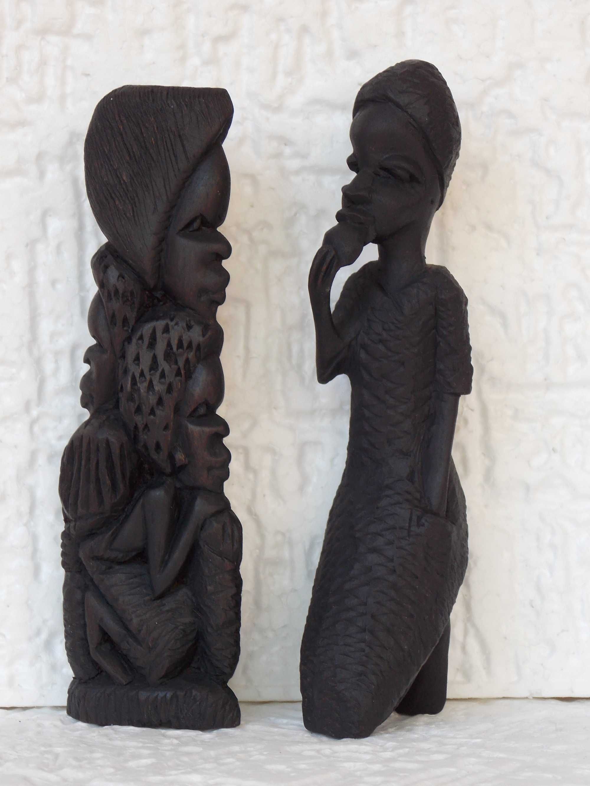 2 statuete unicat sculptura lemn abanos arta africana tribala veche