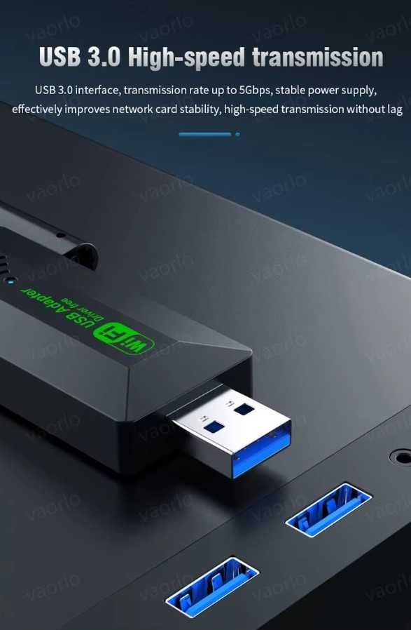 Placa wireless - dual band Dual Band 2.4G+5Ghz 802.11AC USB3.0