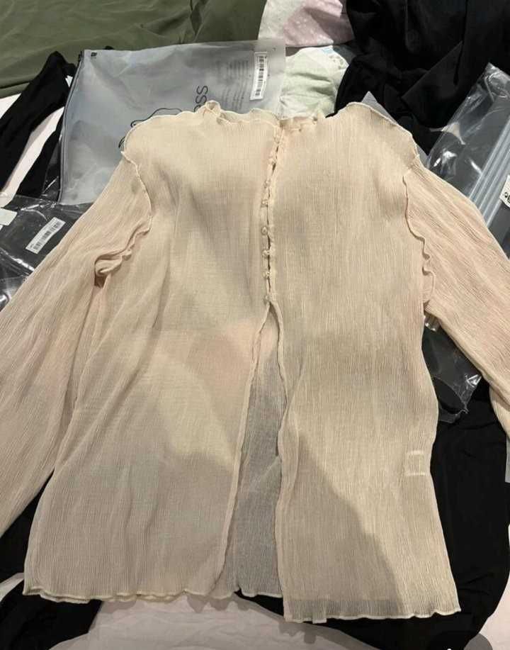 Plus Size Дамска риза слонова кост,лека материя, дълъг ръкав с копчета