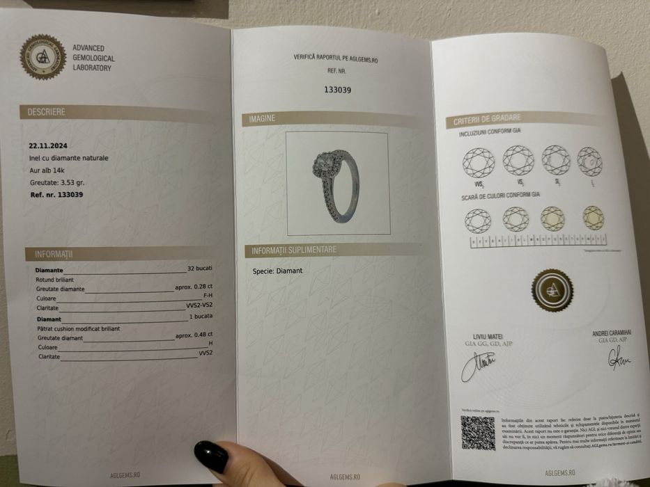 Inel aur cu diamante naturale