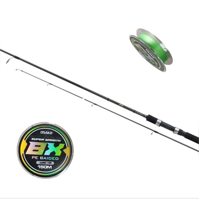 Спининг въдица SHIMANO FX 1.80m 3-14gr, подарък плетено влакно 8 нишки