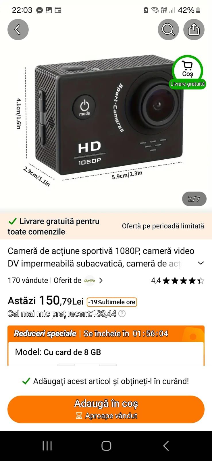 Camera de acțiune sportiva