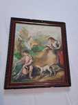 tablou pictura veche pe lemn 46/52 cm
