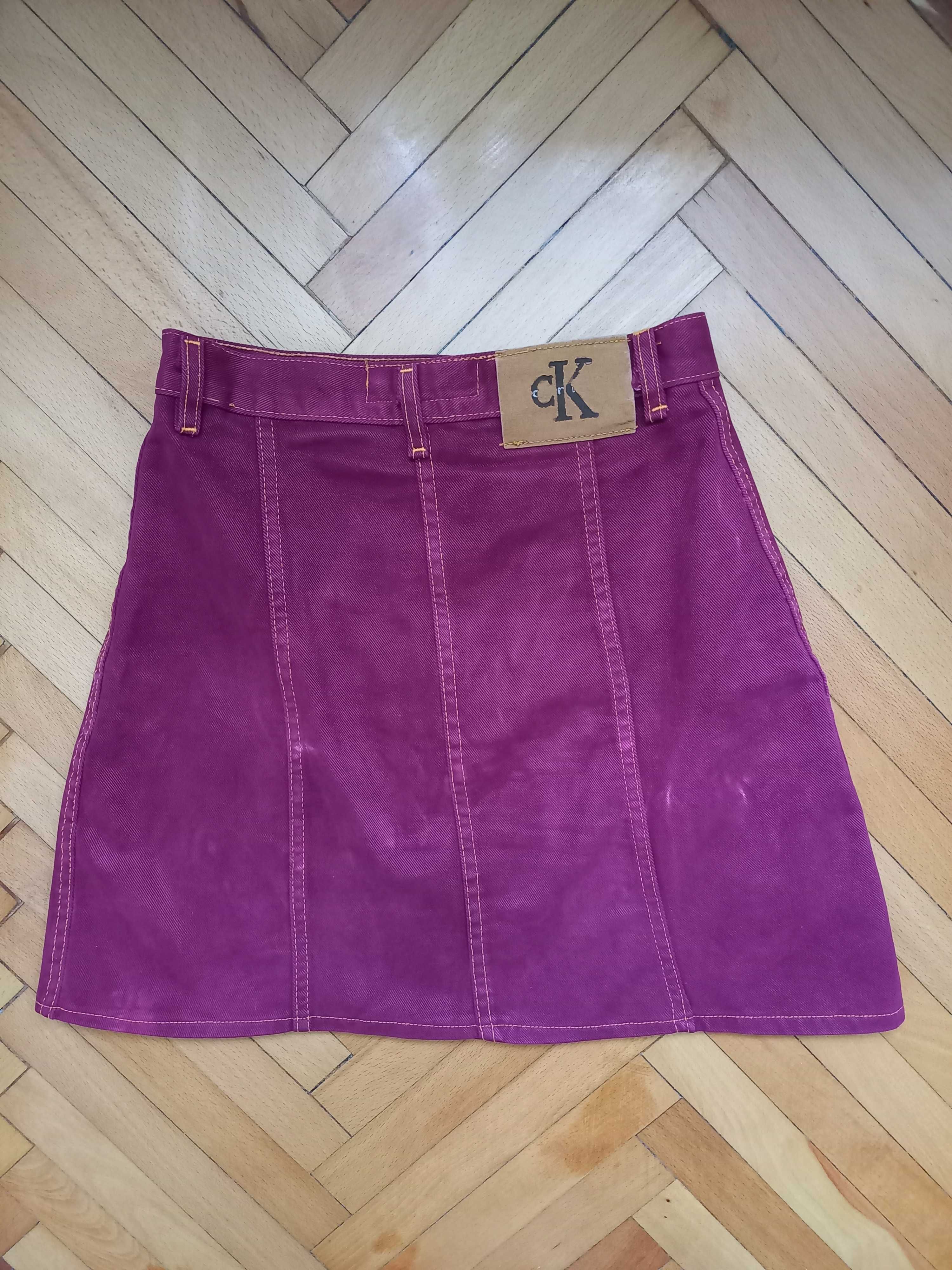Fustă de blugi grena Calvin Klein jeans easy fit