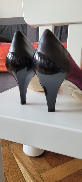 Pantofi cu toc, piele întoarsă mov masura 36