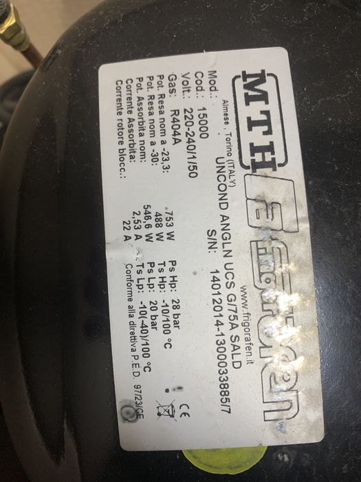 Agregat embraco mth vitrina frigorifica T2168gk freon r404a 753w -23,3