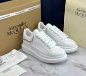Adidasi Alexander Mcqueen albi piele naturala cu fermoar zipper